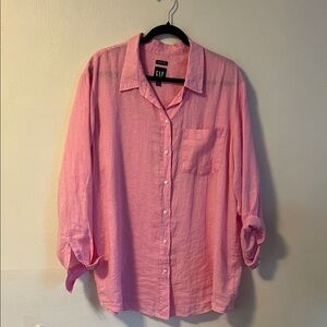GAP Light Pink 100% Linen Boyfriend Shirt